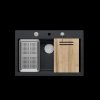 Quadron Zlewozmywak granitowy MARC 110 WORKSTATION – jednokomorowy, wpuszczany, black diamond/elementy stalowe + AKCESORIA HQM7650U8BS